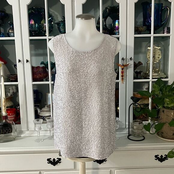 Draper’s & Damon’s Sleeveless Shell Silver and Blue Sz PS - Picture 2 of 8